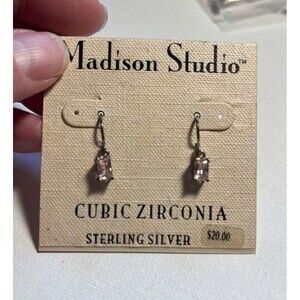 Madison Studio Pink Cubic Zirconia Sterling Silver Dangle Drop Earrings